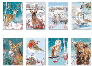 Ling Design Christmas Cards - 24 Big Value Box Christmas Cards - Winter Wildlife, English Christmas Cards In France