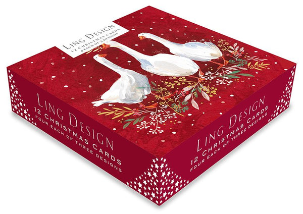 Ling Design Christmas Cards - 12 Deluxe Cards - Festive Friends, English Christmas Cards in France