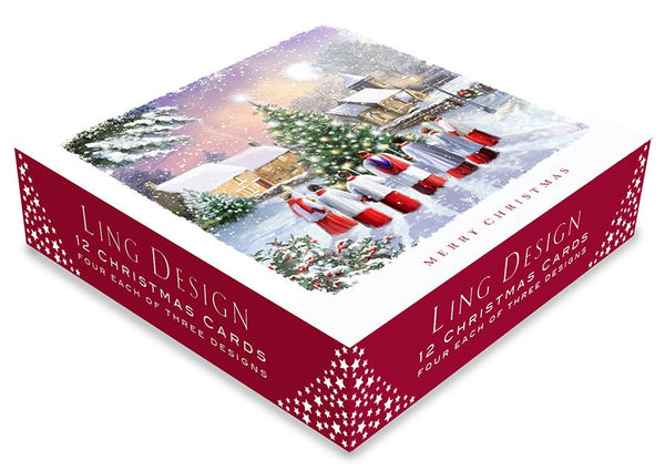 Ling Design Christmas Cards - 12 Deluxe Cards - Carol Singers, English Christmas Cards In France