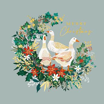 Ling Design Christmas Cards - 10 Premium Cards - Festive Geese, English Christmas Cards in France