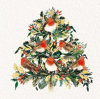 Ling Design Christmas Cards - 10 Premium Cards - Yuletide Robins, English Christmas Cards in France
