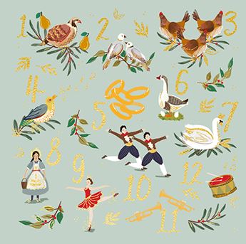 Ling Design Christmas Cards - 10 Premium Cards - 12 Days, English Christmas Cards in France
