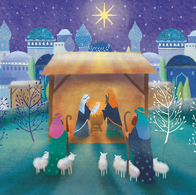 Ling Design Charity Christmas Cards - 6 Cards - Nativity Scene, English Christmas Cards in France