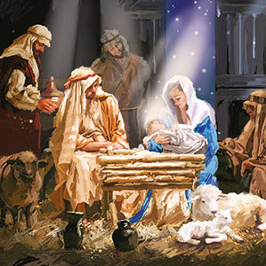 Ling Design Charity Christmas Cards - 6 Cards - Around The Manger, English Christmas Cards in France