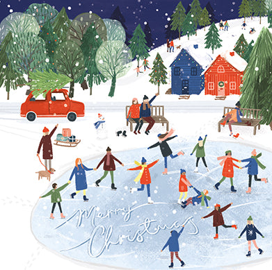 Ling Design Charity Christmas Cards - 6 Cards - Ice Rink Run, English Christmas Cards in France