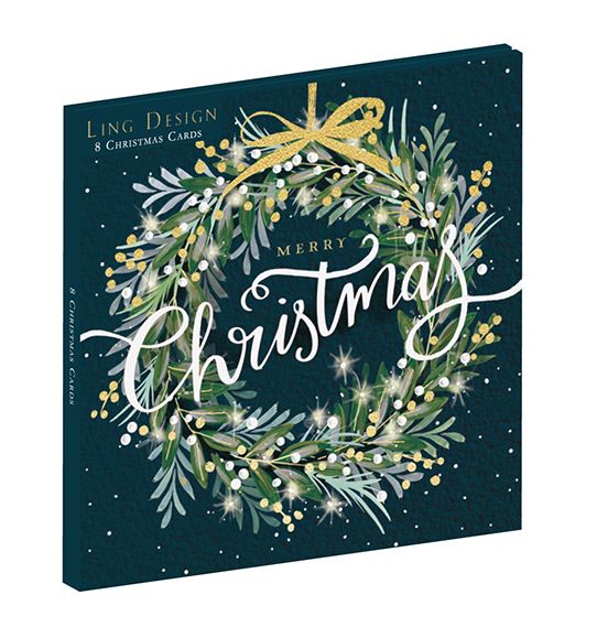 Ling Design Christmas Cards - 8 Luxury Cards - Merry Christmas, English Christmas Cards in France