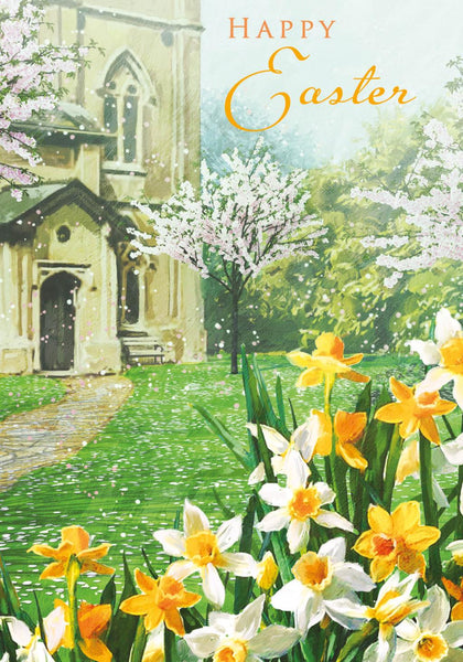 Easter Cards - Pack of 5 - Daffs/Easter Church from Nigel Quiney Publications, English Cards in France