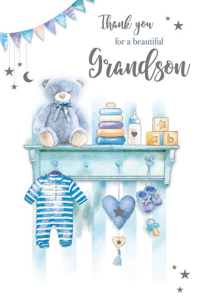 New Baby Grandson Card - Thank You For GrandsonBaby Boy Shelf Toys from Grass Roots International, English Cards in France