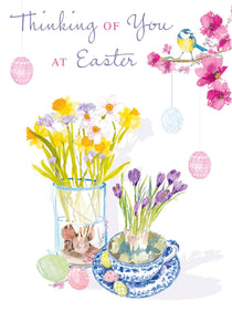 Easter Card - Thinking Of You - Daffs/Crocus from Nigel Quiney Publications, English Cards in France