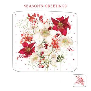 Christmas Cards - 10 Cards - Xmas Rose/Berries Pressfrom Nigel Quiney Publications, English Christmas Cards in France