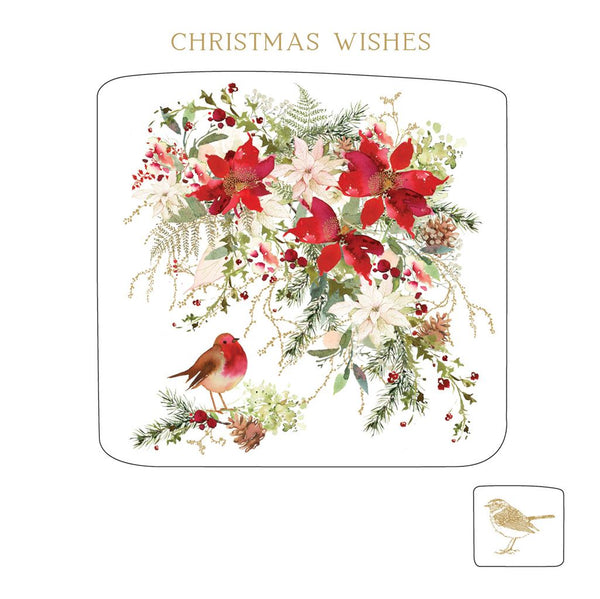 Christmas Cards - 10 Cards - Press Poinsettiafrom Nigel Quiney Publications, English Christmas Cards in France