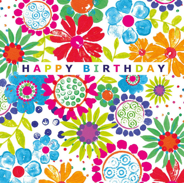 Birthday Card - Neon Flower Heads from Nigel Quiney Publications, English Cards in France