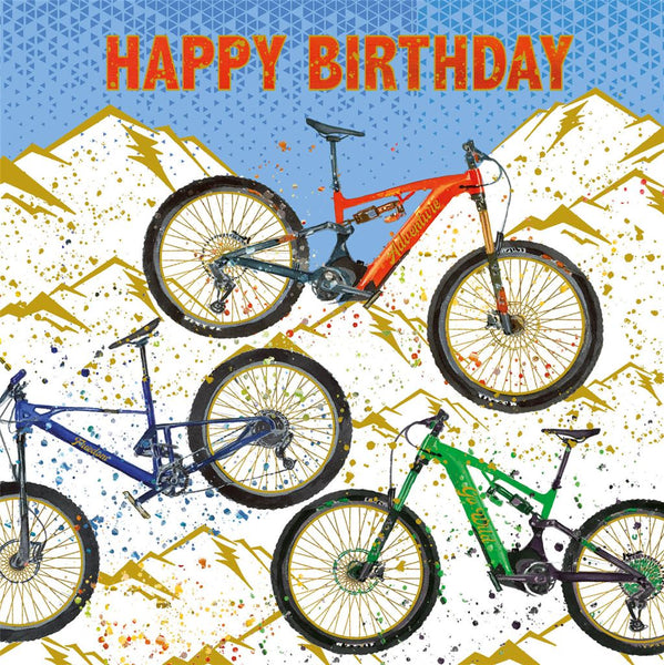 Birthday Card - Mountain Bikes from Nigel Quiney Publications, English Cards in France