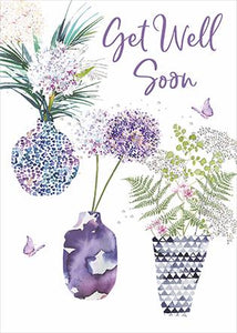 Get Well Soon Card - Contemporary Plant Pots from Nigel Quiney Publications, English Cards in France