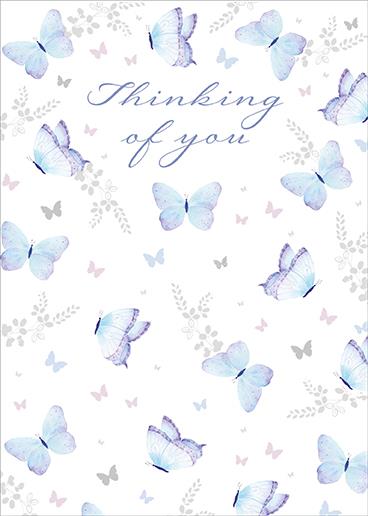 Thinking Of You Card - Blue Butterflies from Nigel Quiney Publications, English Cards in France
