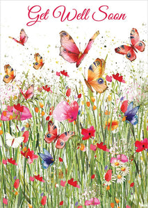 Get Well Soon Card - Field Of Butterflies from Nigel Quiney Publications, English Cards in France