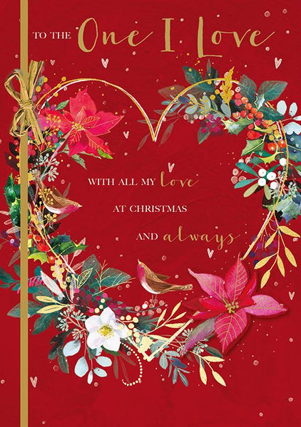 Ling Design Christmas Card - One I Love - Robin Wreath, English Christmas Cards in France