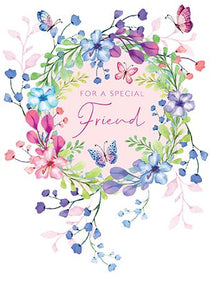 Birthday Card - Special Friend - Floral Wreath from Paper Rose, English cards in France