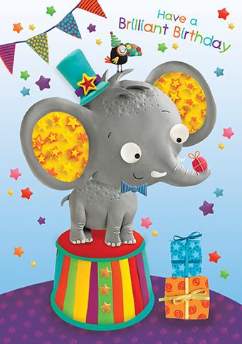 Children's Birthday Card - Ethan the Elephant from Paper Rose, English cards in France