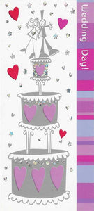 Wedding Card - Matchstick Bride & Groom On Top Of Cake