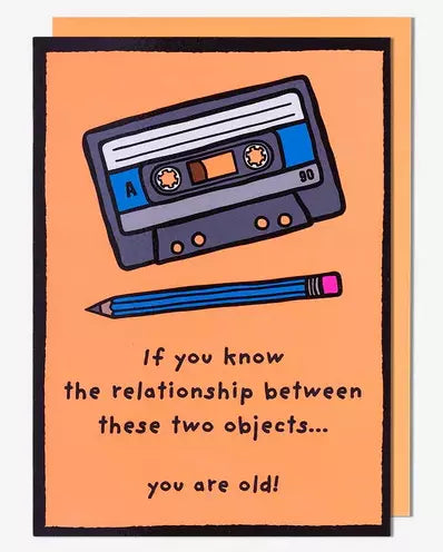 Humour Card - Cassette Tape And Pencil from Pigment Productions, English Cards in France