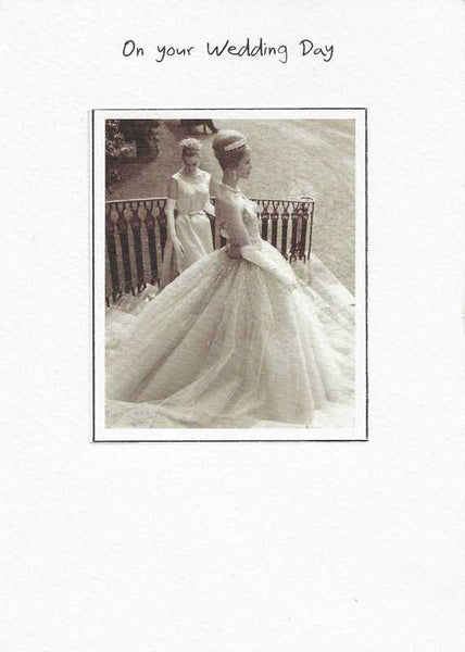 Wedding Card - Bride and Chief Bridesmaid on Steps