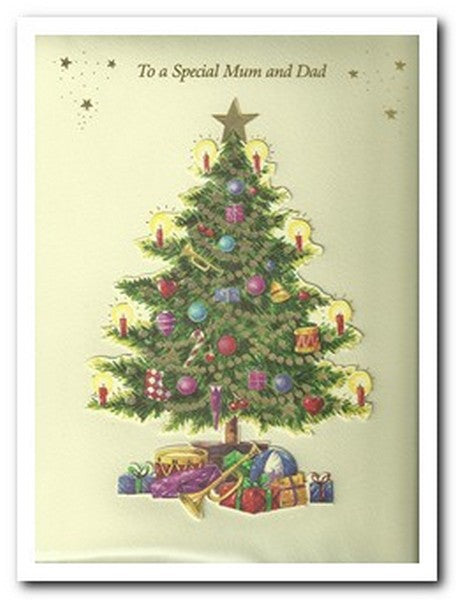 Christmas Card - Mum and Dad - Christmas Tree & Gifts