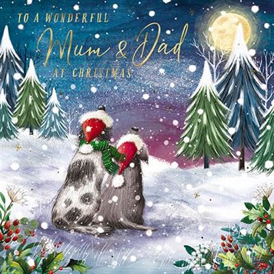 The Great British Card Company Christmas-Card-Mum-and-Dad-Dogs-Looking-at-the-Moon, English Christmas Cards in France