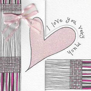 One I Love Card - Pink Heart & Ribbon