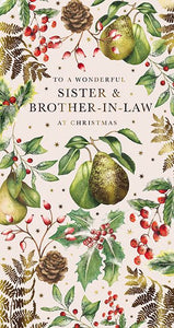 The Great British Card Company Christmas-Card-Sister-and-Brother-in-Law-Christmas-Pears-&-Foliage-with-Gold-Stars, English Christmas Cards in France