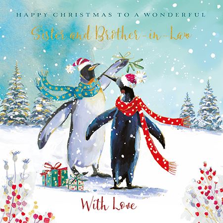 Ling Design Christmas Card - Sister and Brother-in-Law - Christmas Kisses, English Christmas Cards in France