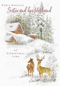 Christmas Card - Sister and Husband - Pair Of Deer