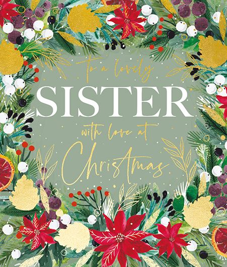 Ling Design Christmas Card - Sister - Festive Foliage, English Christmas Cards in France