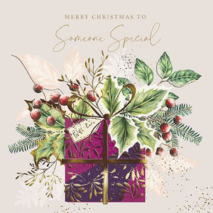 Christmas Card - Someone Special - Present With Foliage from The Great British Card Company, Advent Calendars in France, English Christmas Cards in France