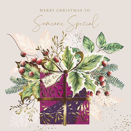 Christmas Card - Someone Special - Present With Foliage from The Great British Card Company, Advent Calendars in France, English Christmas Cards in France