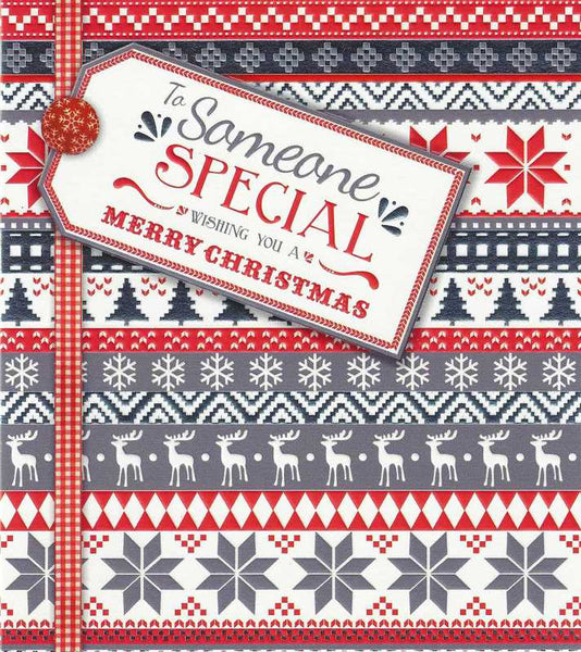 Christmas Card - Someone Special - Patterned Stripes