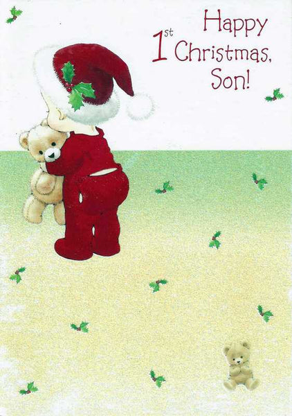 Christmas Card - Son 1st Christmas - Boy & Bear