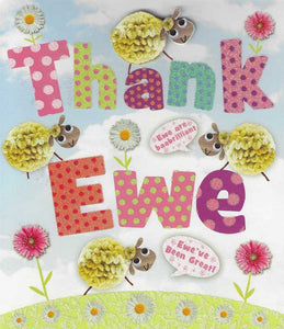 Thank You Card - Thank Ewe Sheep On A Hill