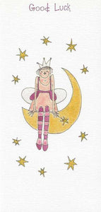 Good Luck card - Fairy On Half Moon