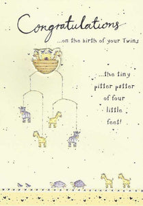 New Baby Twins Card - Twins Mobile