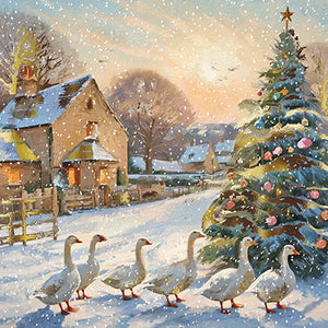 Christmas Cards - 10 Cards - On The Farm / Village Geese