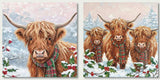Christmas Cards - 10 Cards - Highland Cows & Christmas Berries
