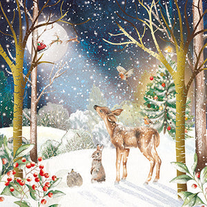 Christmas Cards - 10 Cards - Fable Moonlight / Fable Christmas Tree