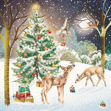 Christmas Cards - 10 Cards - Fable Moonlight / Fable Christmas Tree