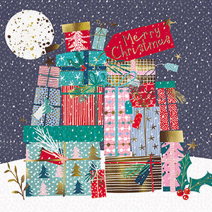 Christmas Cards - 10 Cards - Pile Of Presents / Christmas Tree