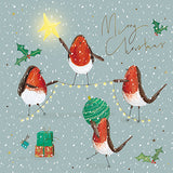 Christmas Cards - 10 Cards - Robins With Fairylights / Robins & Christmas Presents