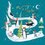 Tarjetas de Navidad - 10 Tarjetas - Pingüinos en Trineo y Decorando el Árbol