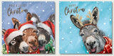 Tarjetas de Navidad - 10 Tarjetas - Burros Felices de Navidad