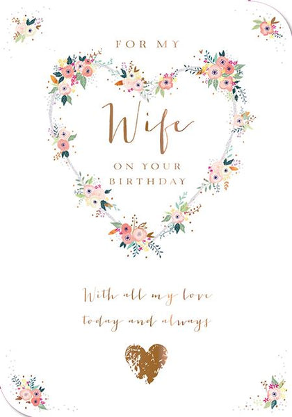 Wife Birthday - Pink and White Flowers from Ling Design, English Cards in France