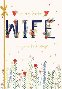 Wife Birthday - Birthday Flowers from Ling Design, English Cards in France, Wife Birthday Cards in France